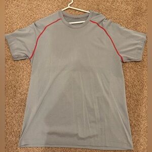 Lululemon Athletica Gray and Red Short Sleeve Tee